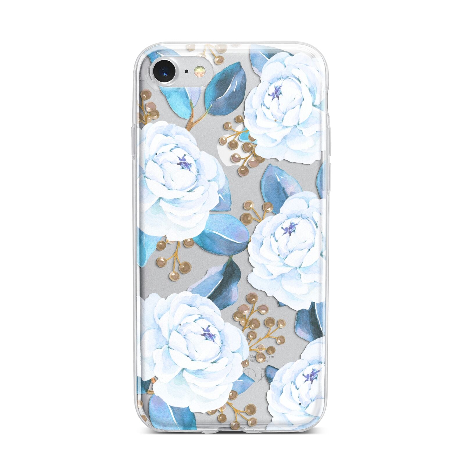 White Peonies iPhone 7 Bumper Case on Silver iPhone