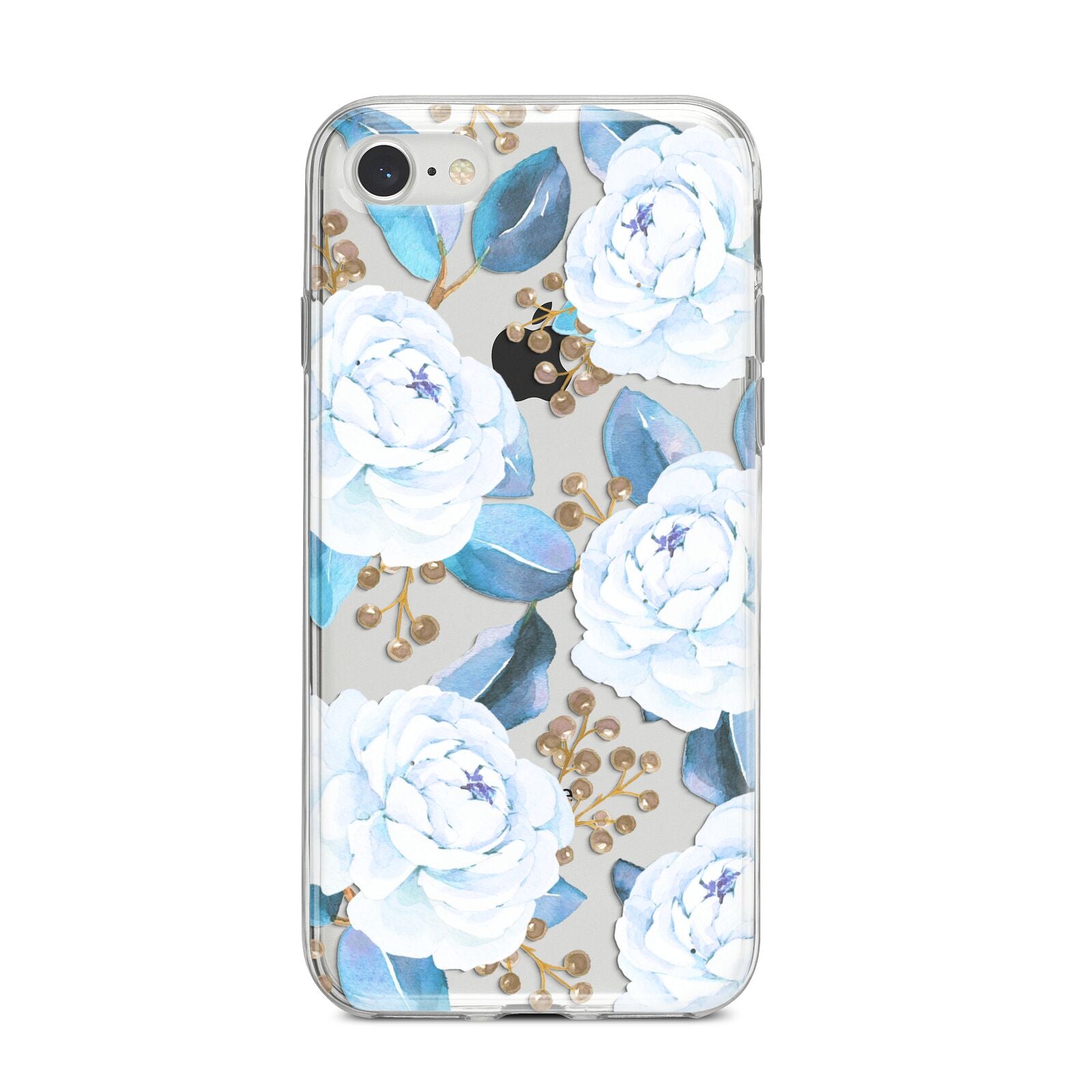 White Peonies iPhone 8 Bumper Case on Silver iPhone