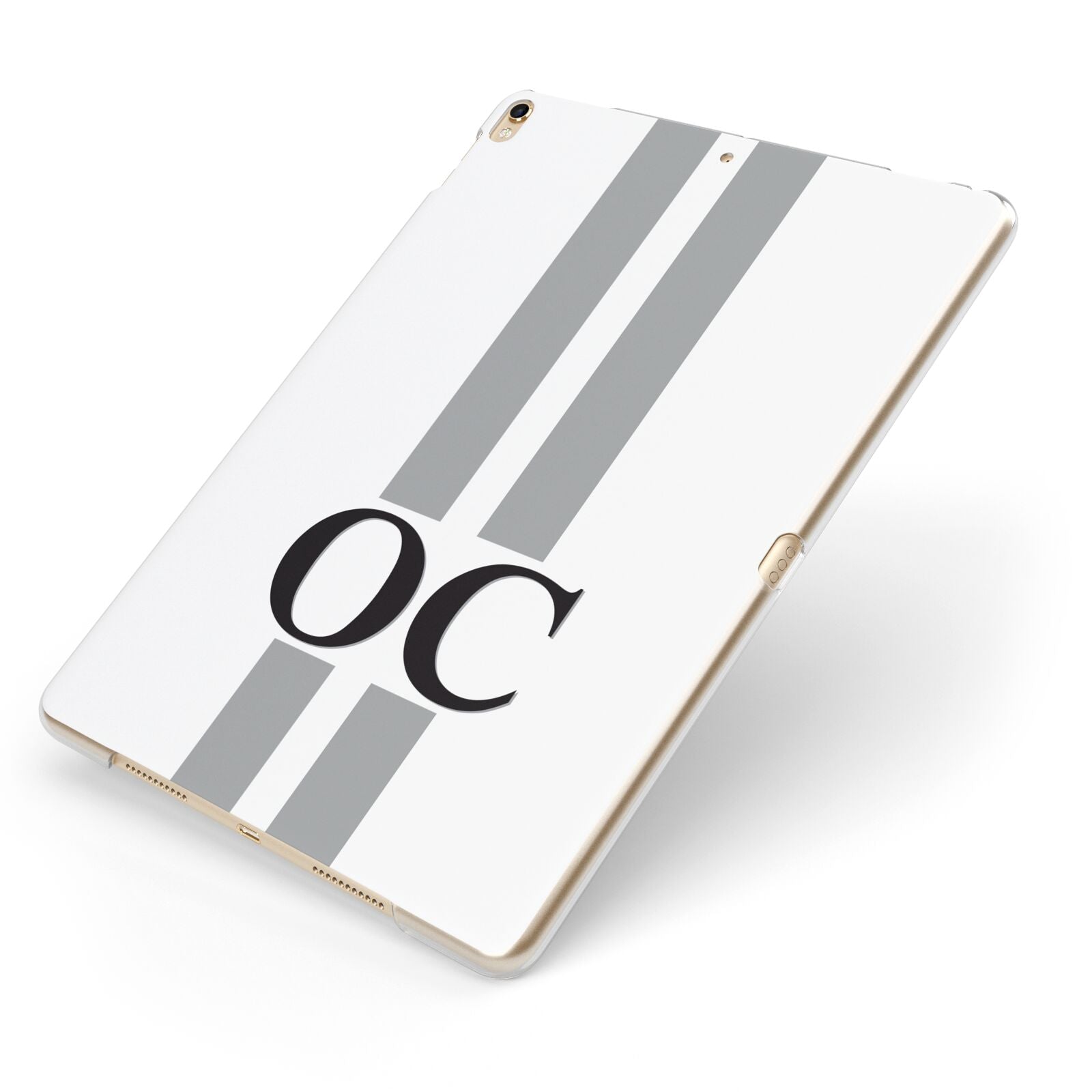 White Personalised Initials Apple iPad Case on Gold iPad Side View