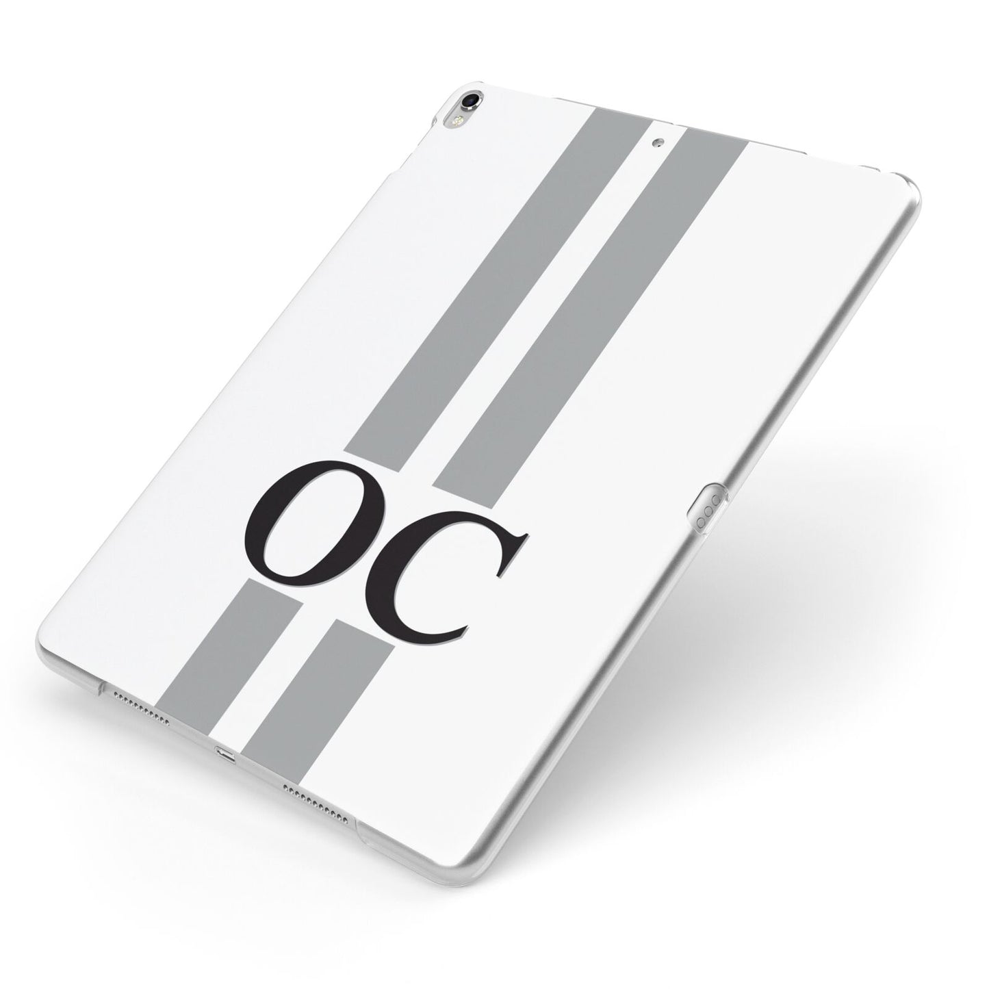 White Personalised Initials Apple iPad Case on Silver iPad Side View