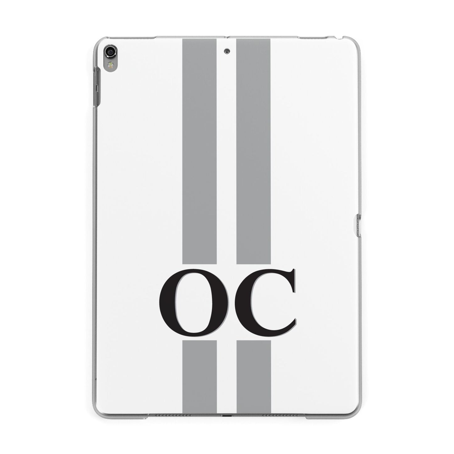 White Personalised Initials Apple iPad Grey Case