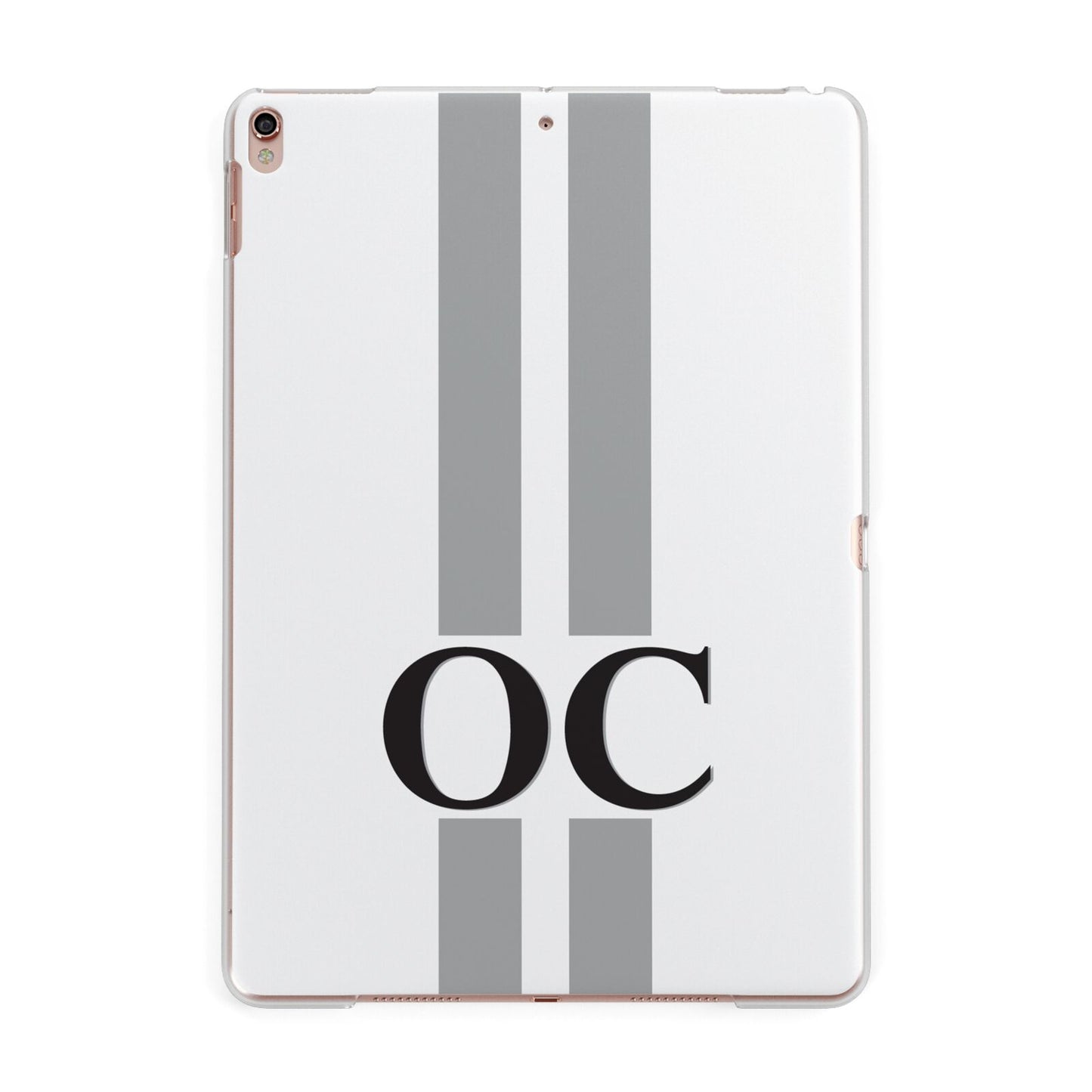 White Personalised Initials Apple iPad Rose Gold Case