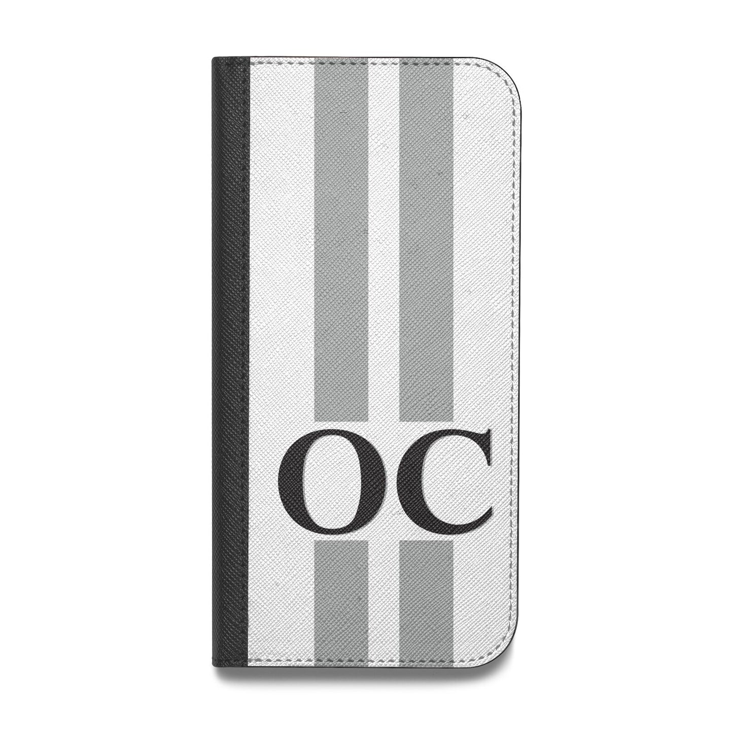 White Personalised Initials Vegan Leather Flip Samsung Case