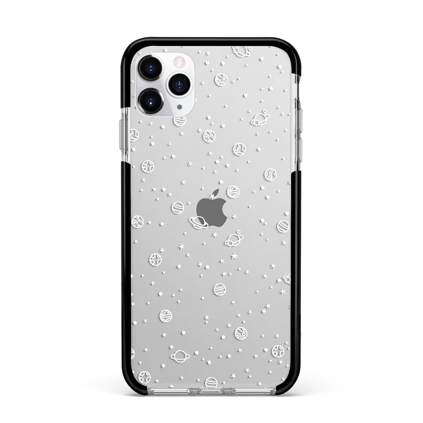 White Planets Apple iPhone 11 Pro Max in Silver with Black Impact Case