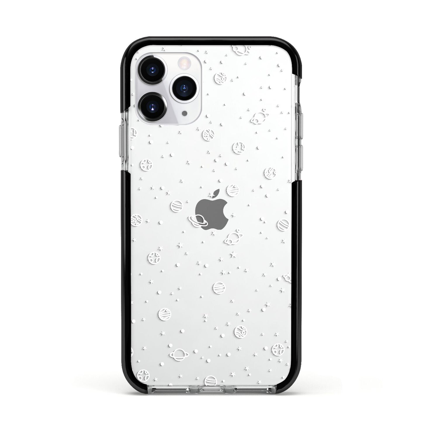 White Planets Apple iPhone 11 Pro in Silver with Black Impact Case