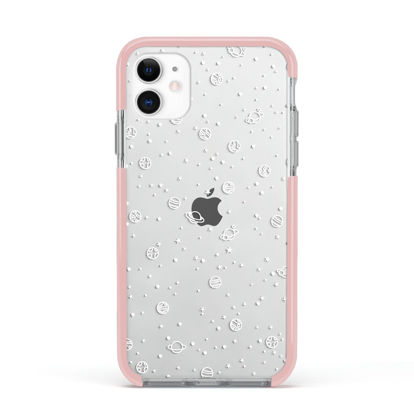 White Planets Apple iPhone 11 in White with Pink Impact Case