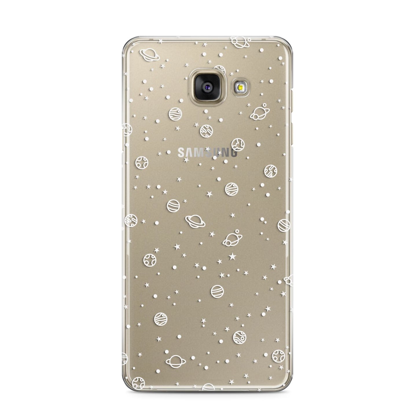 White Planets Samsung Galaxy A3 2016 Case on gold phone