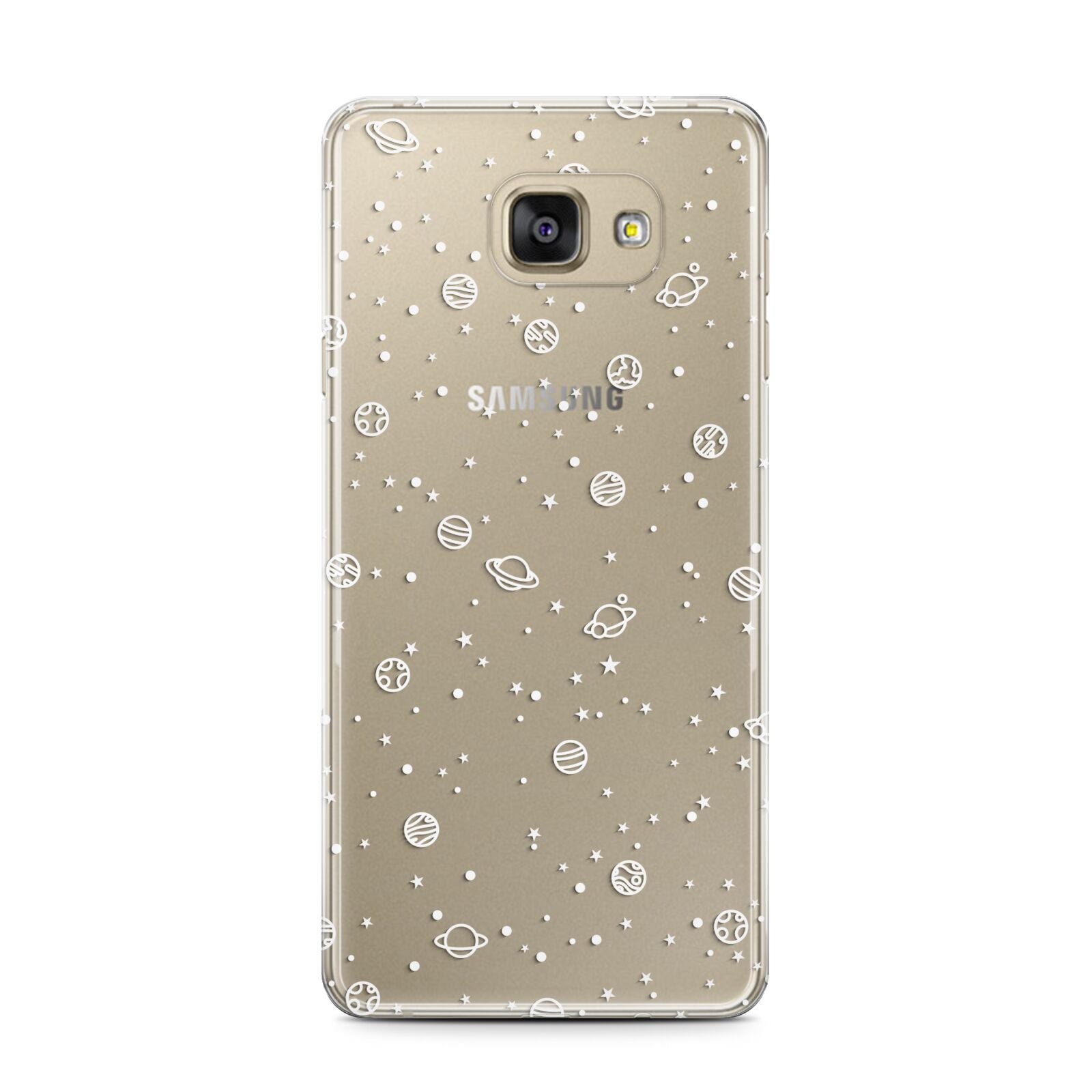 White Planets Samsung Galaxy A7 2016 Case on gold phone