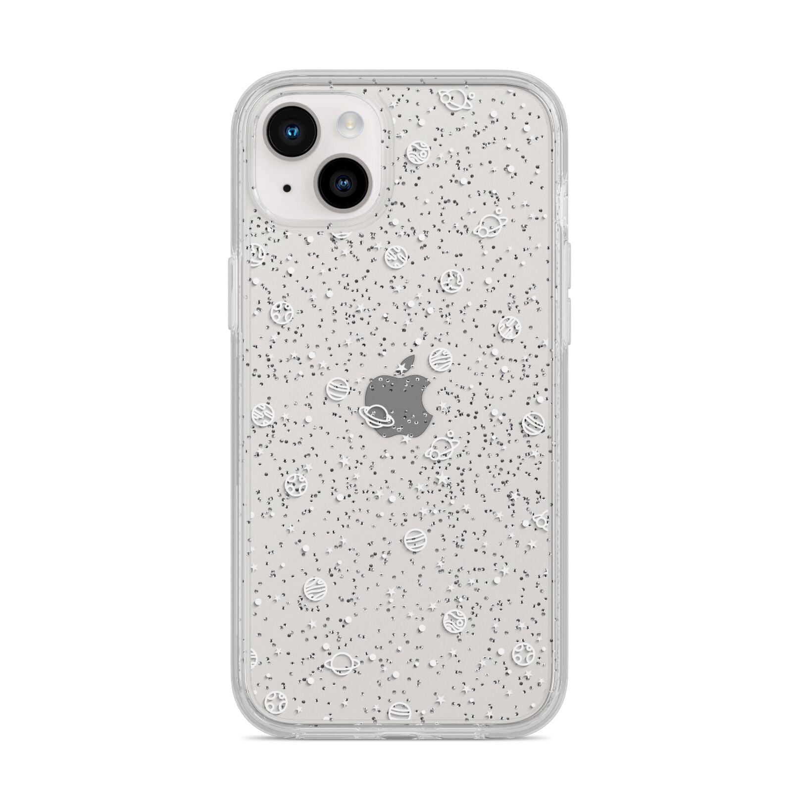 White Planets iPhone 14 Plus Glitter Tough Case Starlight