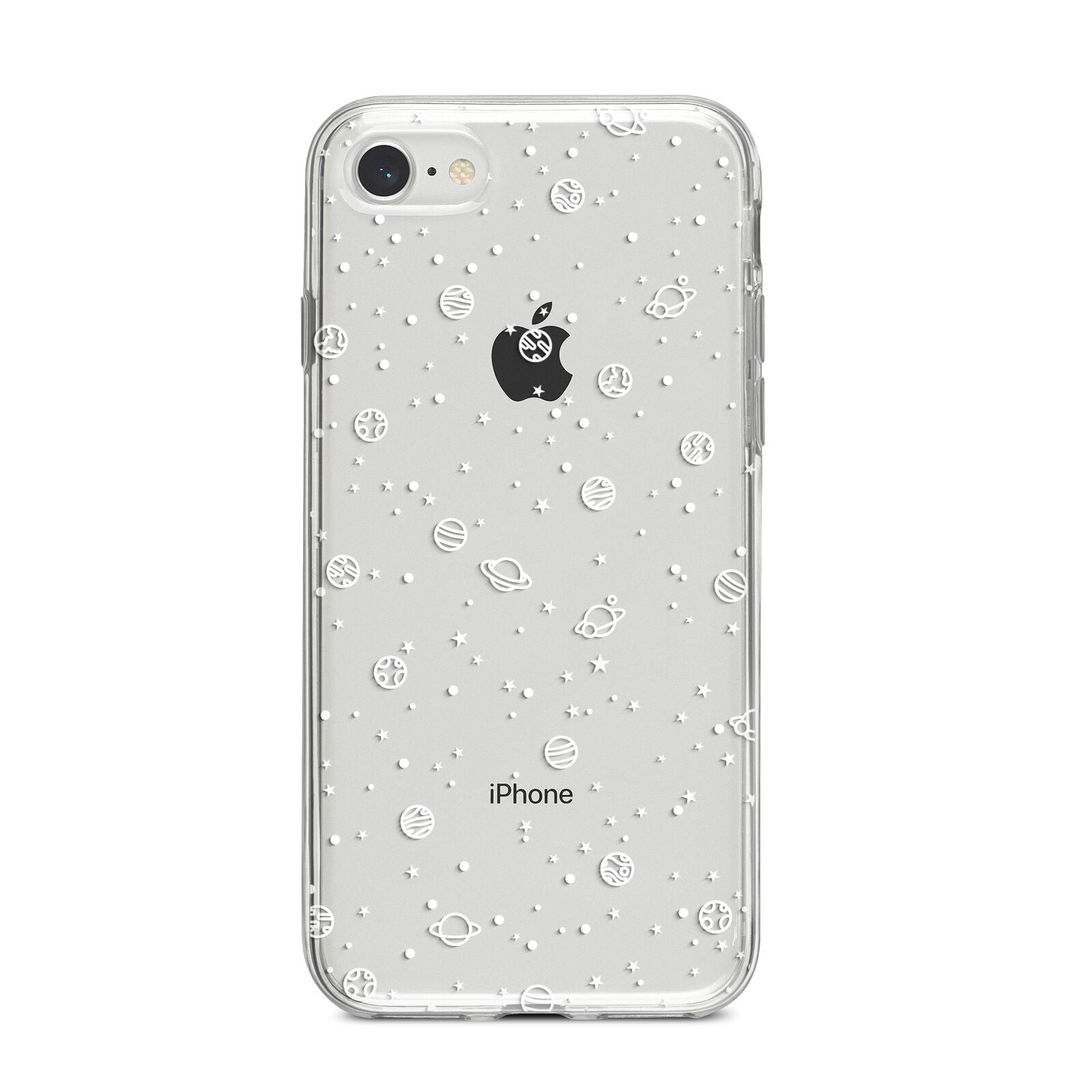 White Planets iPhone 8 Bumper Case on Silver iPhone