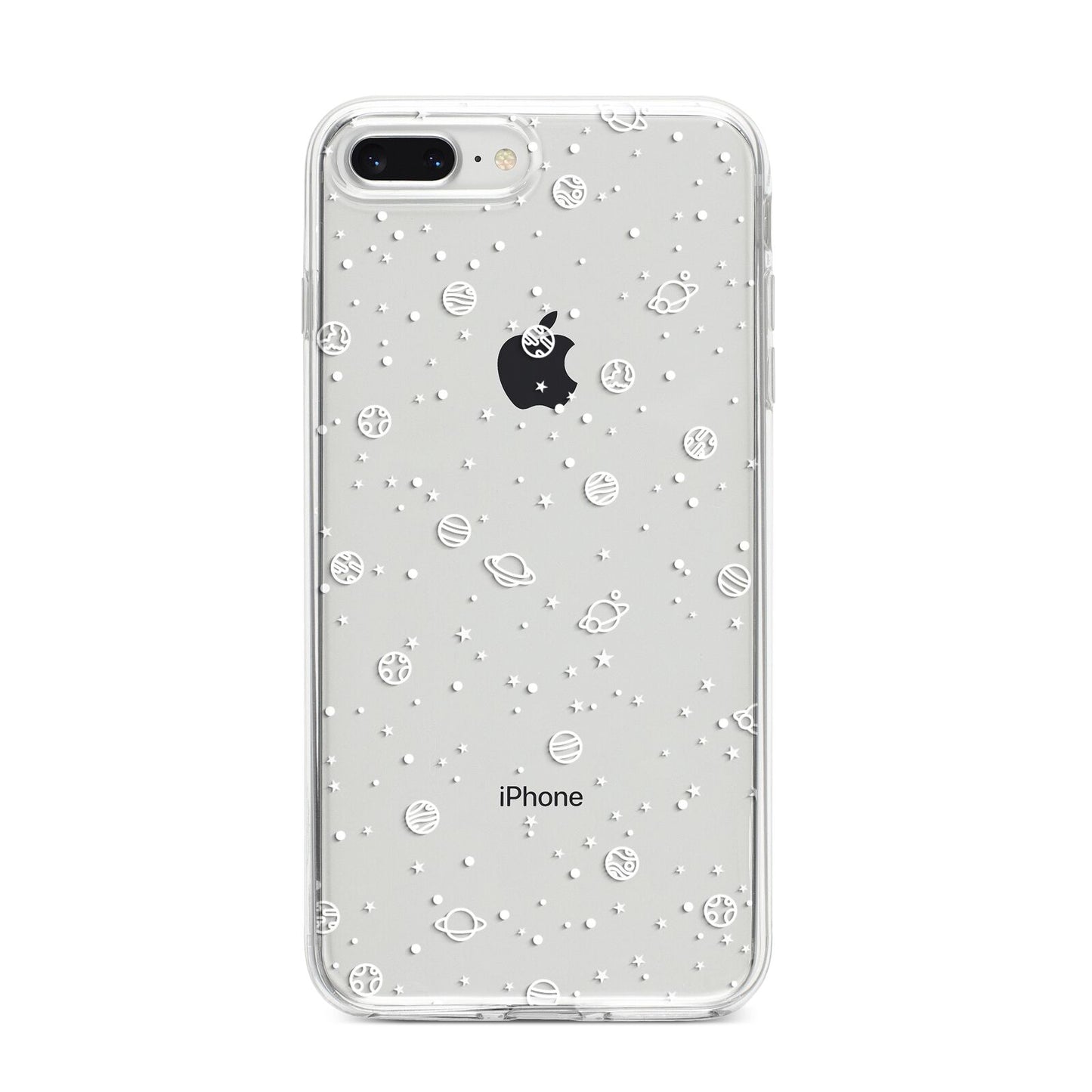 White Planets iPhone 8 Plus Bumper Case on Silver iPhone