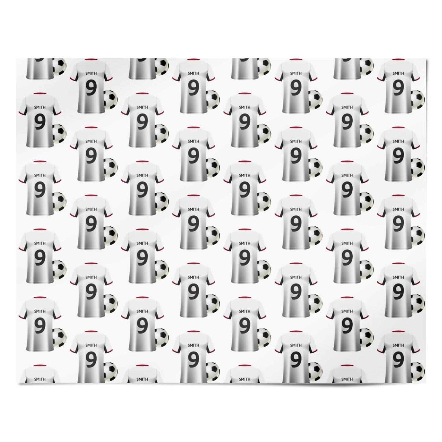 White Red Personalised Football Shirt Personalised Wrapping Paper Alternative