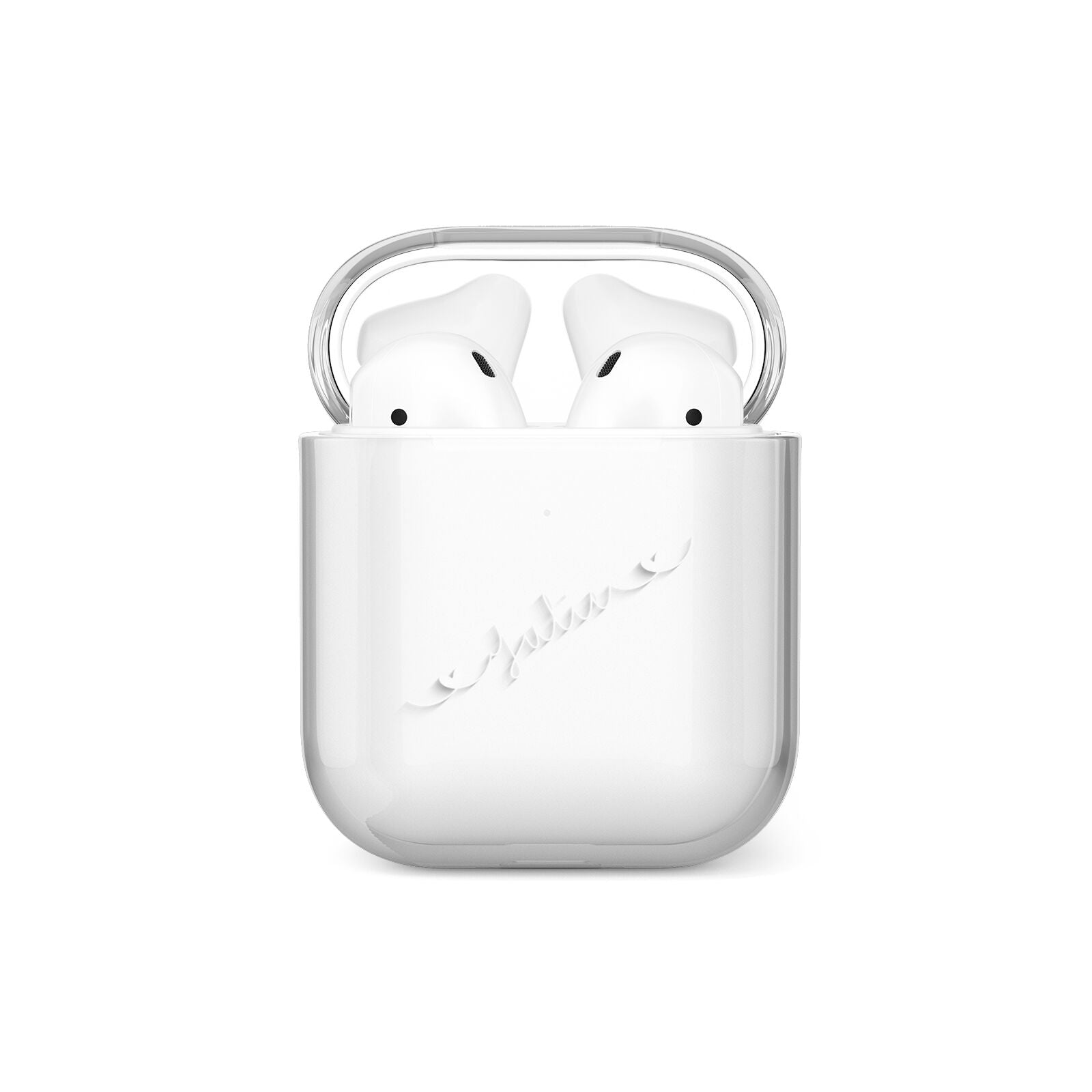 White Sloped Handwritten Name AirPods Case