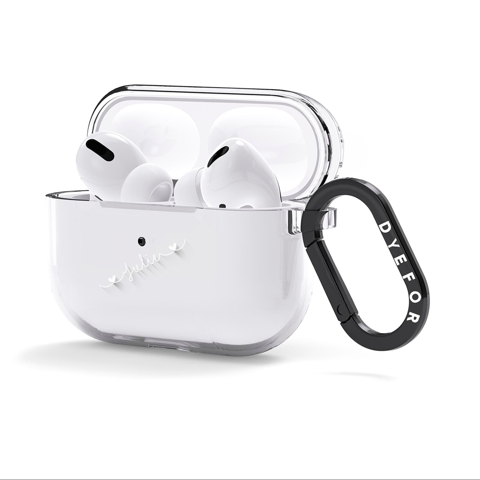 White Sloped Handwritten Name AirPods Clear Case 3rd Gen Side Image