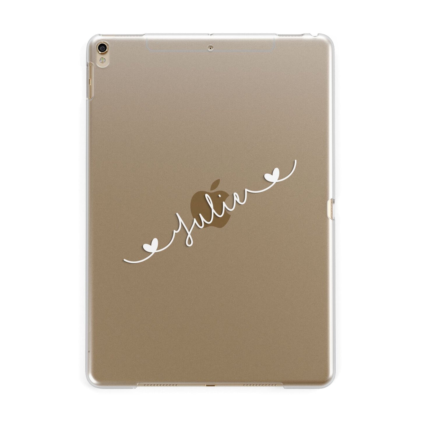 White Sloped Handwritten Name Apple iPad Gold Case