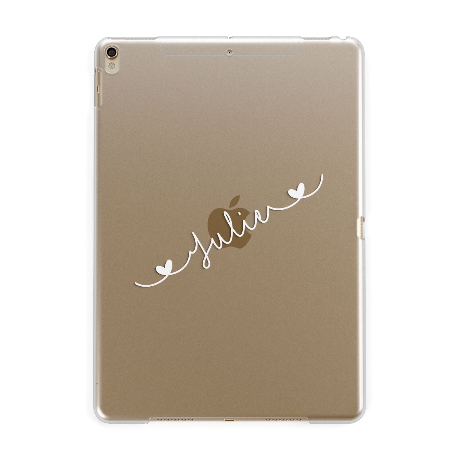 White Sloped Handwritten Name Apple iPad Gold Case