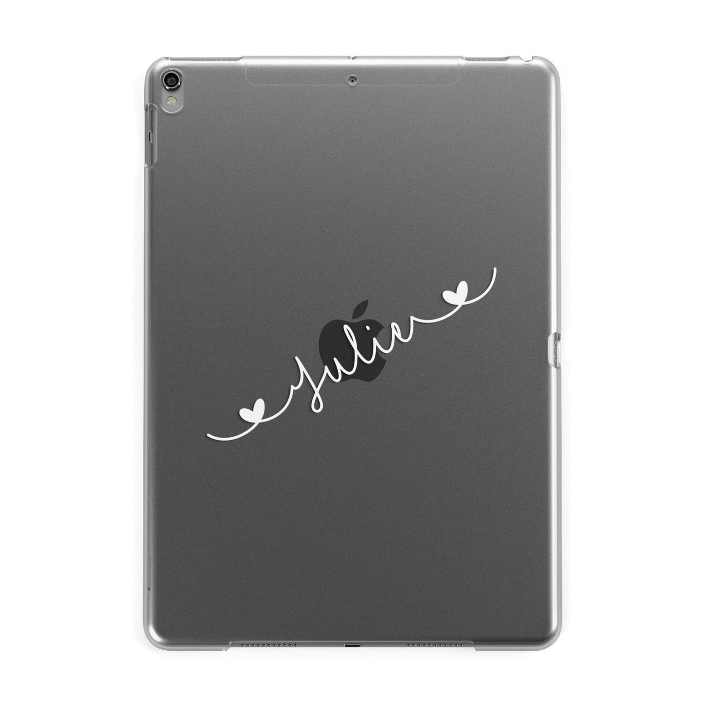 White Sloped Handwritten Name Apple iPad Grey Case