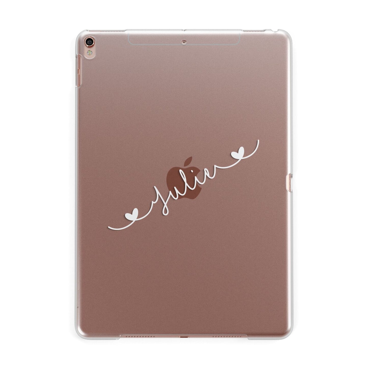 White Sloped Handwritten Name Apple iPad Rose Gold Case