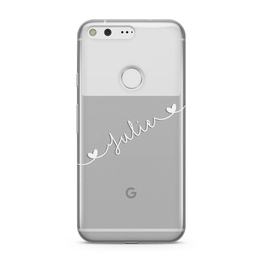 White Sloped Handwritten Name Google Pixel Case