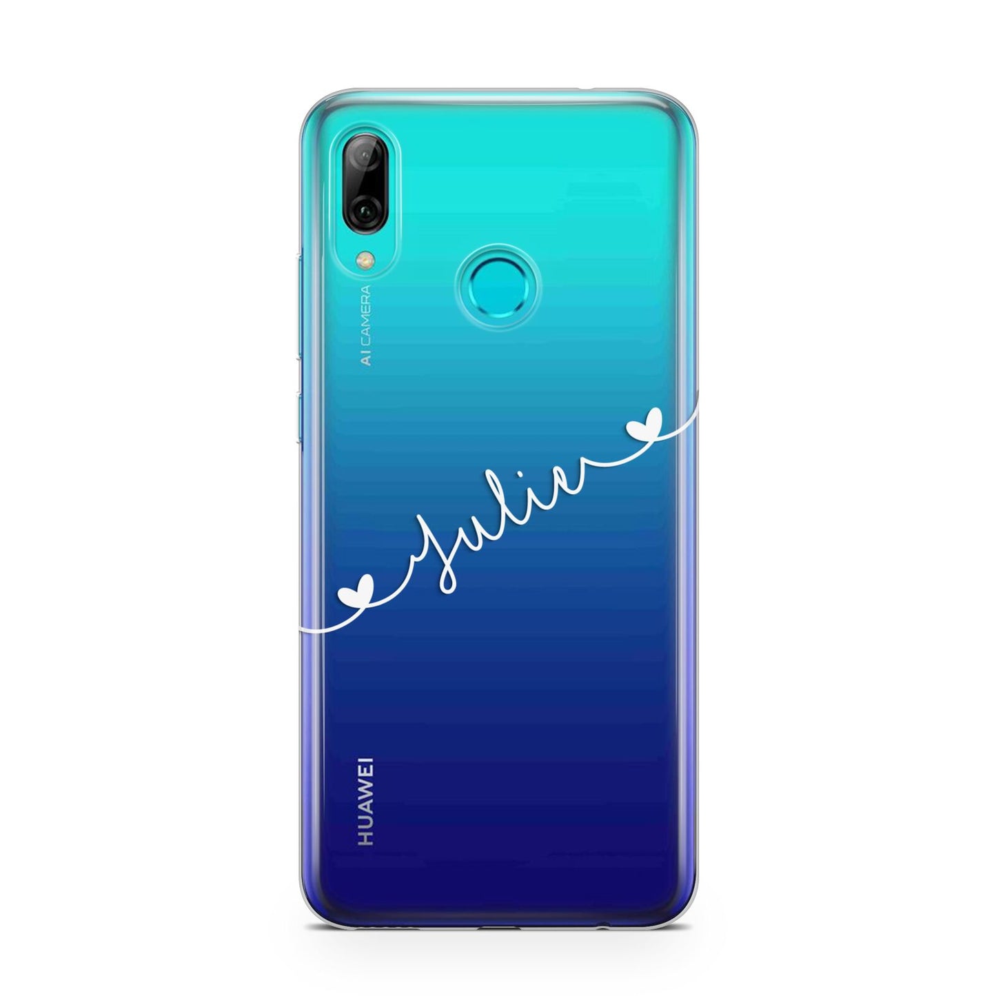 White Sloped Handwritten Name Huawei P Smart 2019 Case