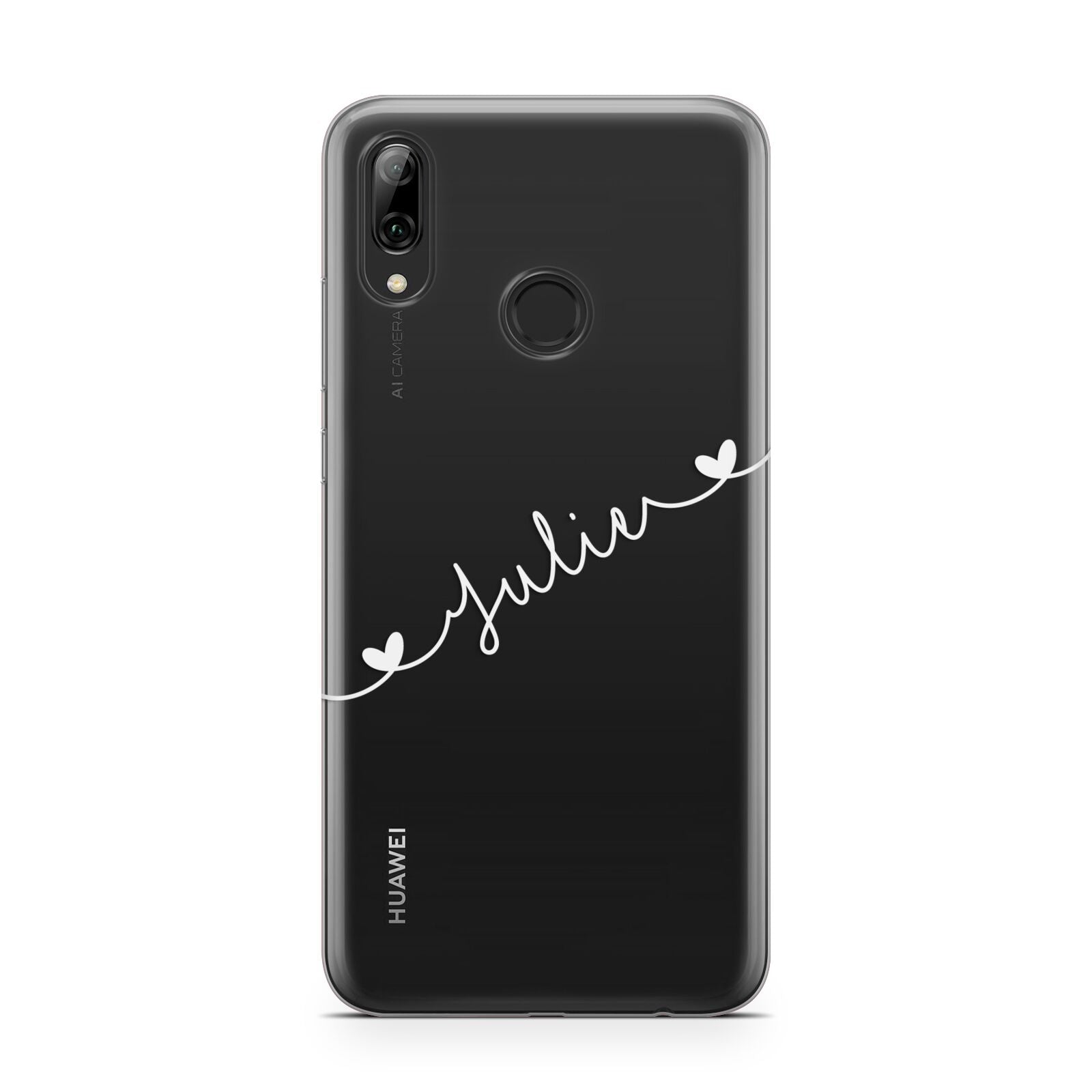 White Sloped Handwritten Name Huawei Y7 2019