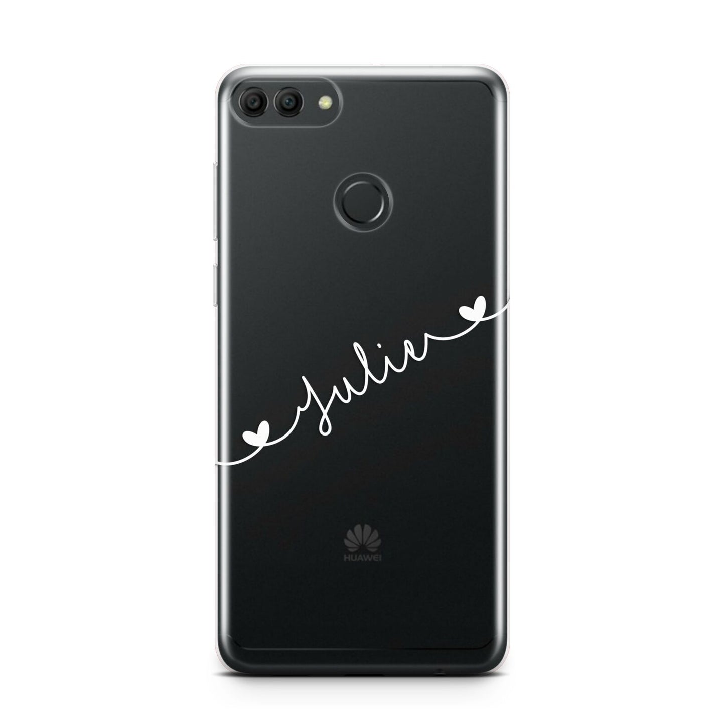 White Sloped Handwritten Name Huawei Y9 2018