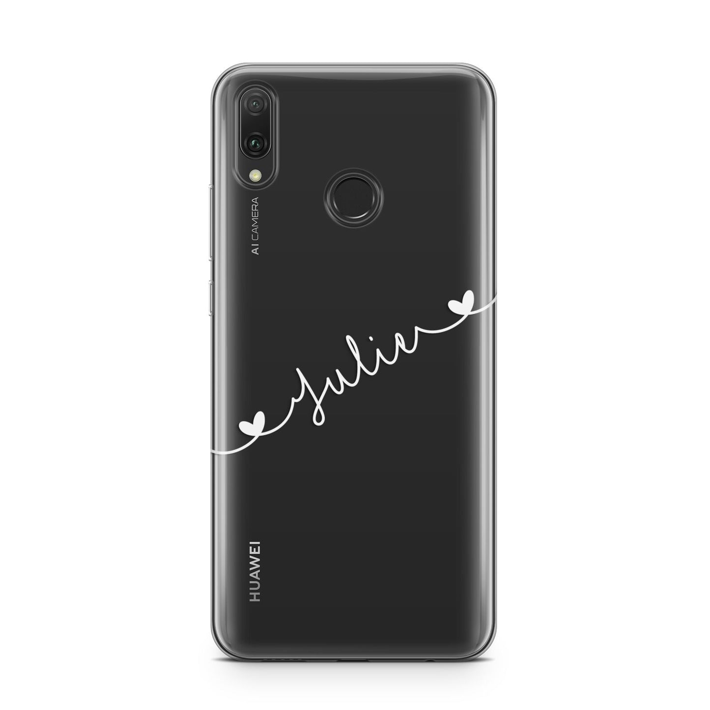 White Sloped Handwritten Name Huawei Y9 2019