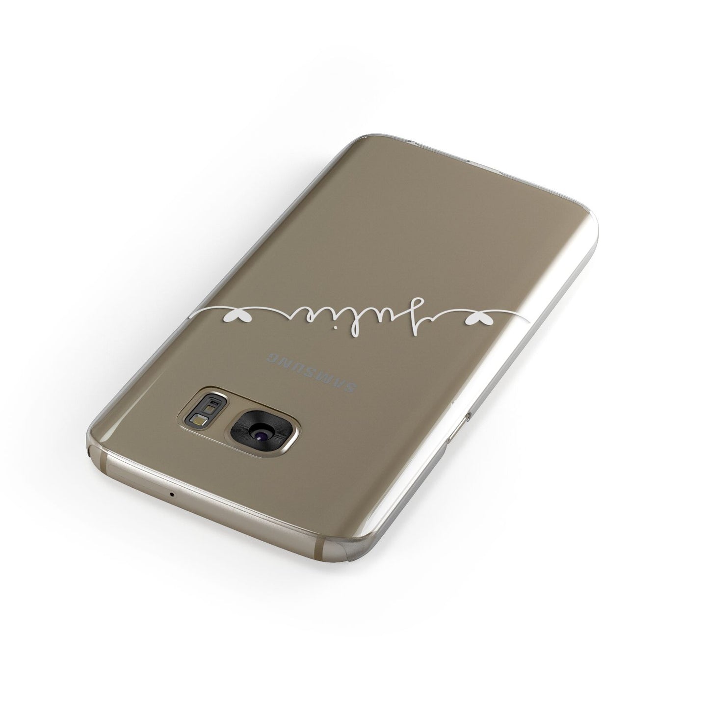 White Sloped Handwritten Name Samsung Galaxy Case Front Close Up
