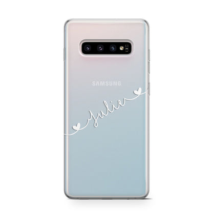 White Sloped Handwritten Name Samsung Galaxy S10 Case