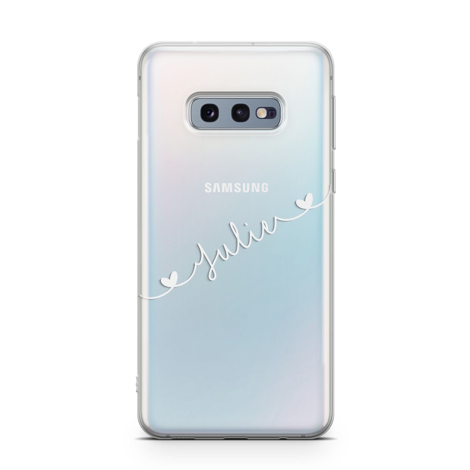 White Sloped Handwritten Name Samsung Galaxy S10E Case