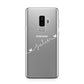 White Sloped Handwritten Name Samsung Galaxy S9 Plus Case on Silver phone