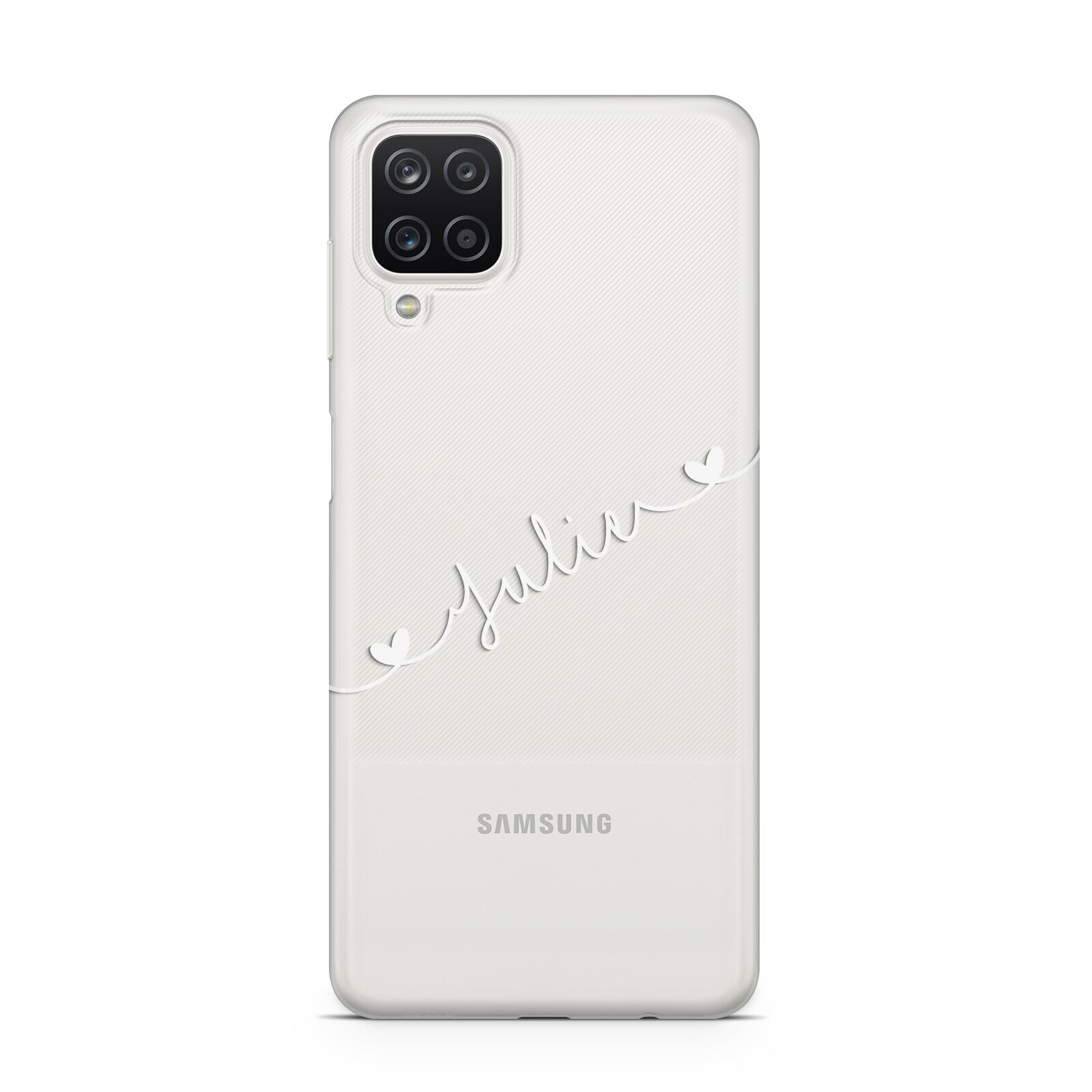 White Sloped Handwritten Name Samsung M12 Case