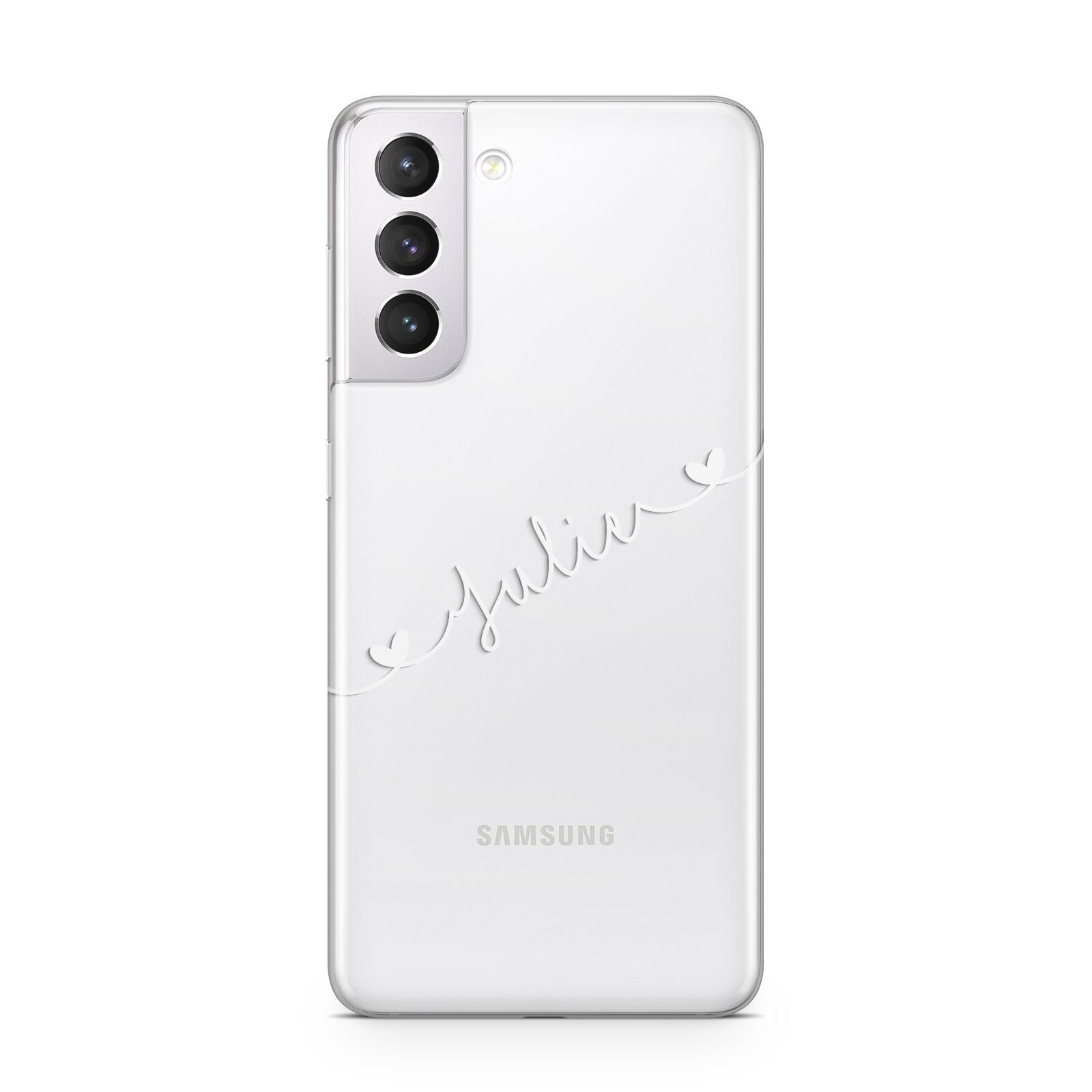 White Sloped Handwritten Name Samsung S21 Case