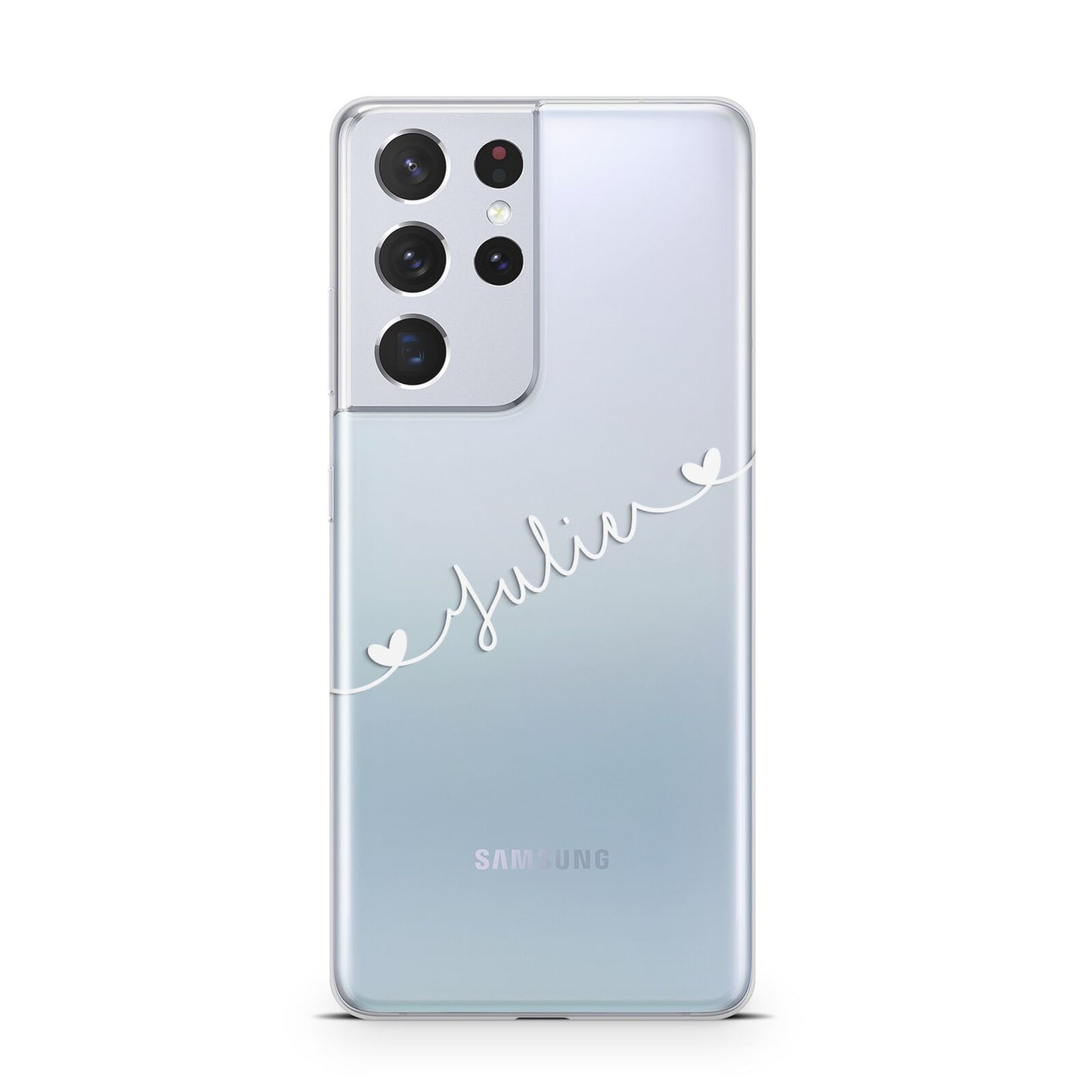 White Sloped Handwritten Name Samsung S21 Ultra Case