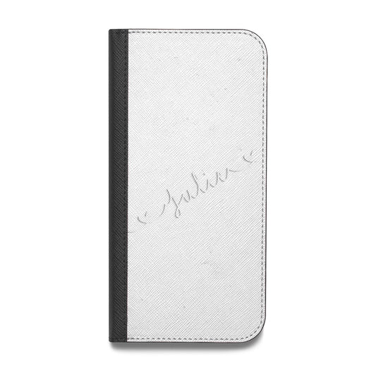 White Sloped Handwritten Name Vegan Leather Flip iPhone Case