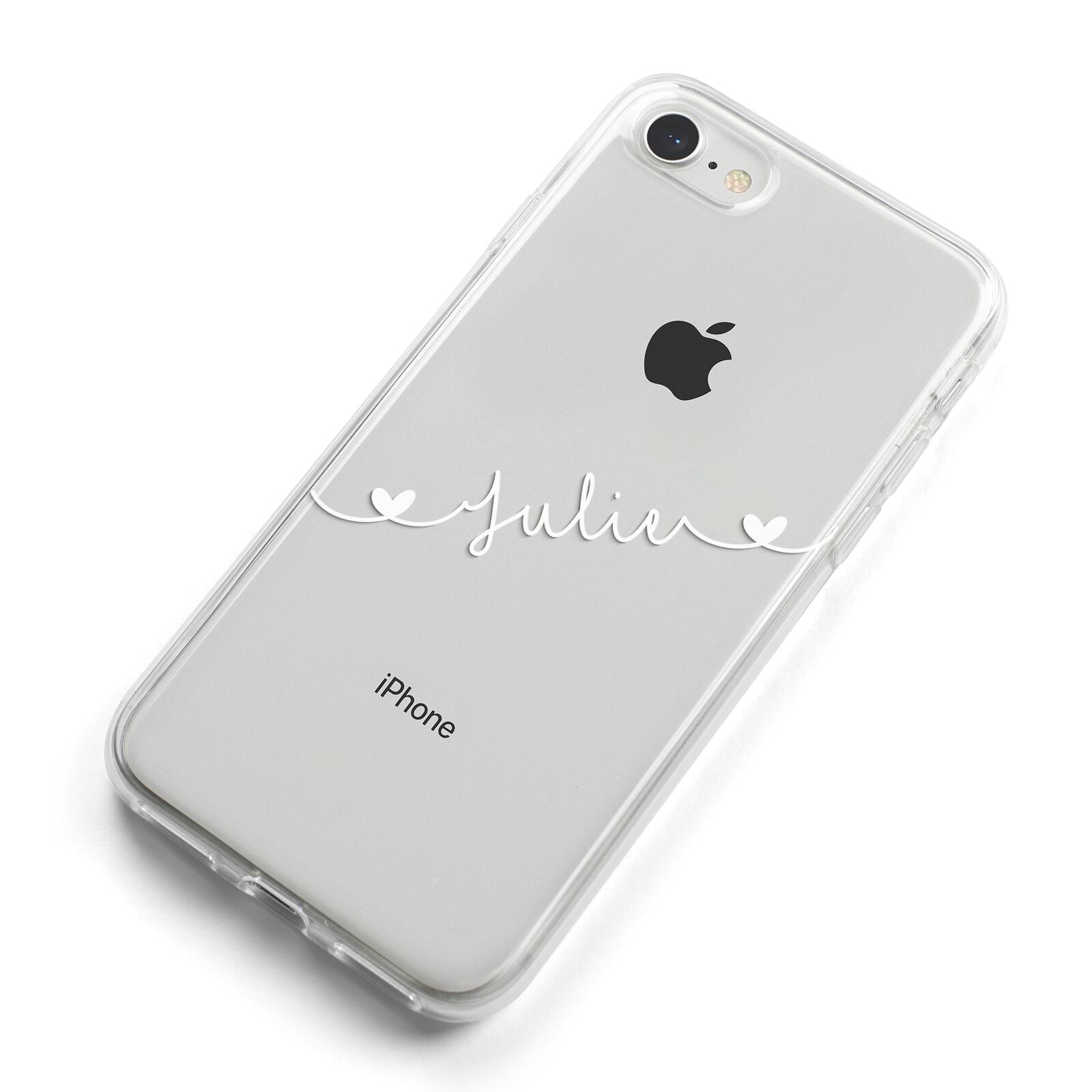 White Sloped Handwritten Name iPhone 8 Bumper Case on Silver iPhone Alternative Image