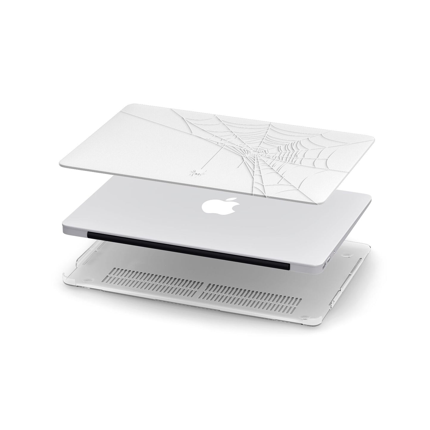 White Spiders Web with Transparent Background Apple MacBook Case in Detail