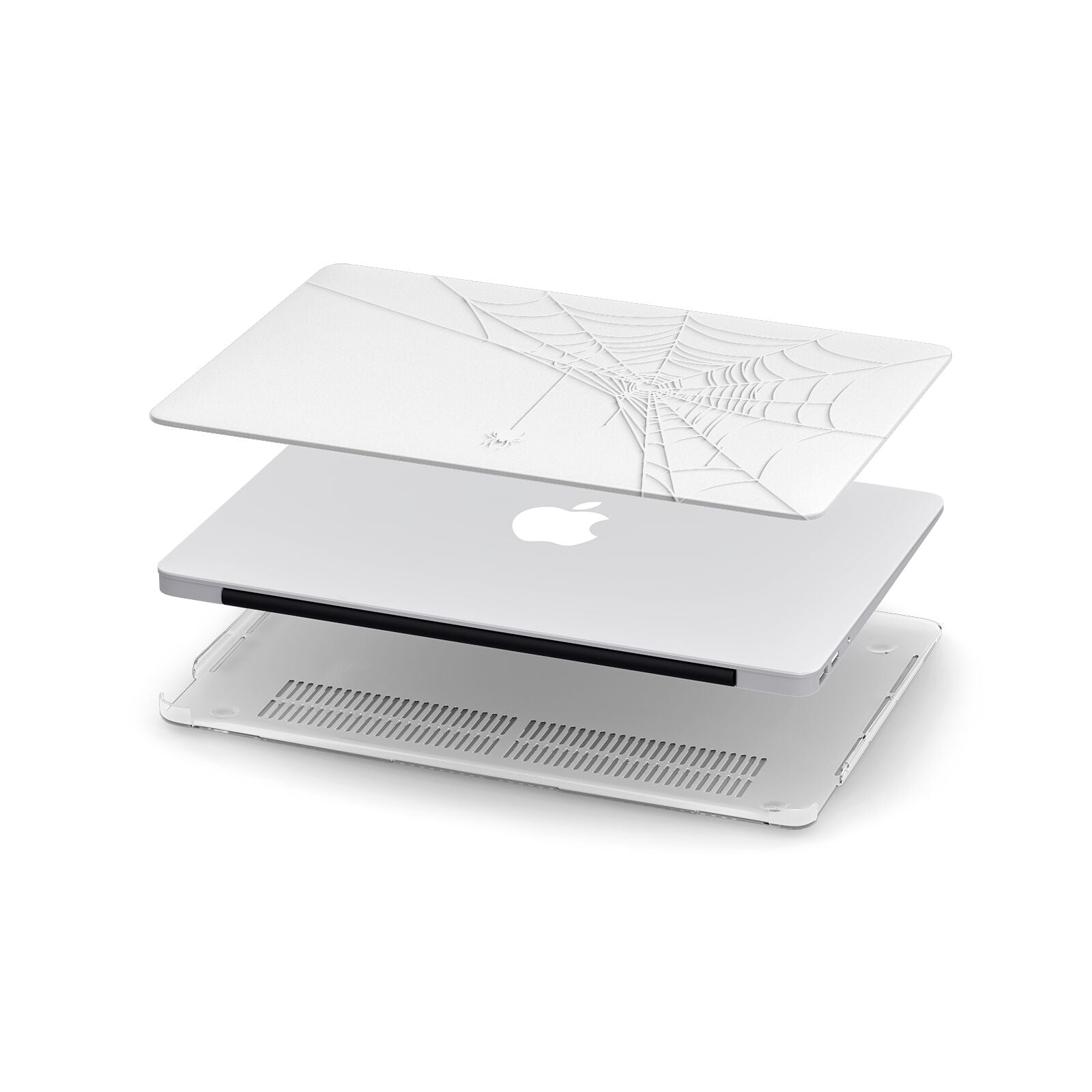 White Spiders Web with Transparent Background Apple MacBook Case in Detail