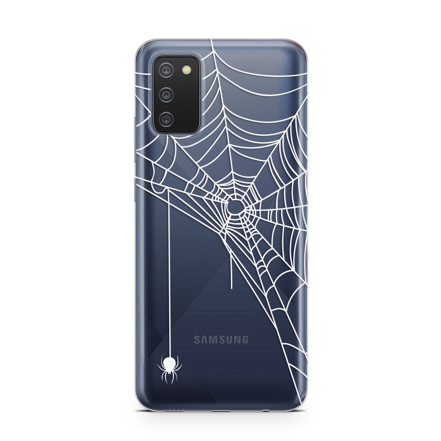 White Spiders Web with Transparent Background Samsung A02s Case