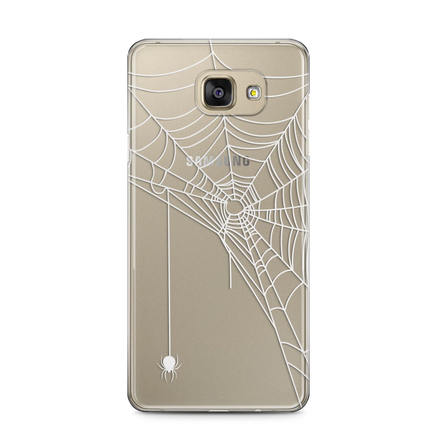 White Spiders Web with Transparent Background Samsung Galaxy A5 2016 Case on gold phone