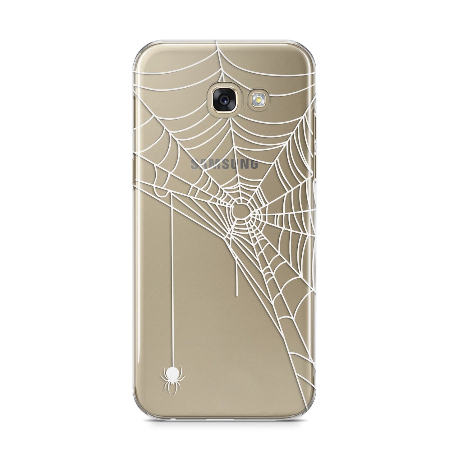 White Spiders Web with Transparent Background Samsung Galaxy A5 2017 Case on gold phone