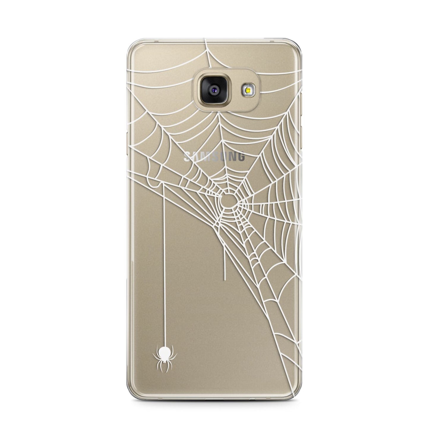 White Spiders Web with Transparent Background Samsung Galaxy A7 2016 Case on gold phone