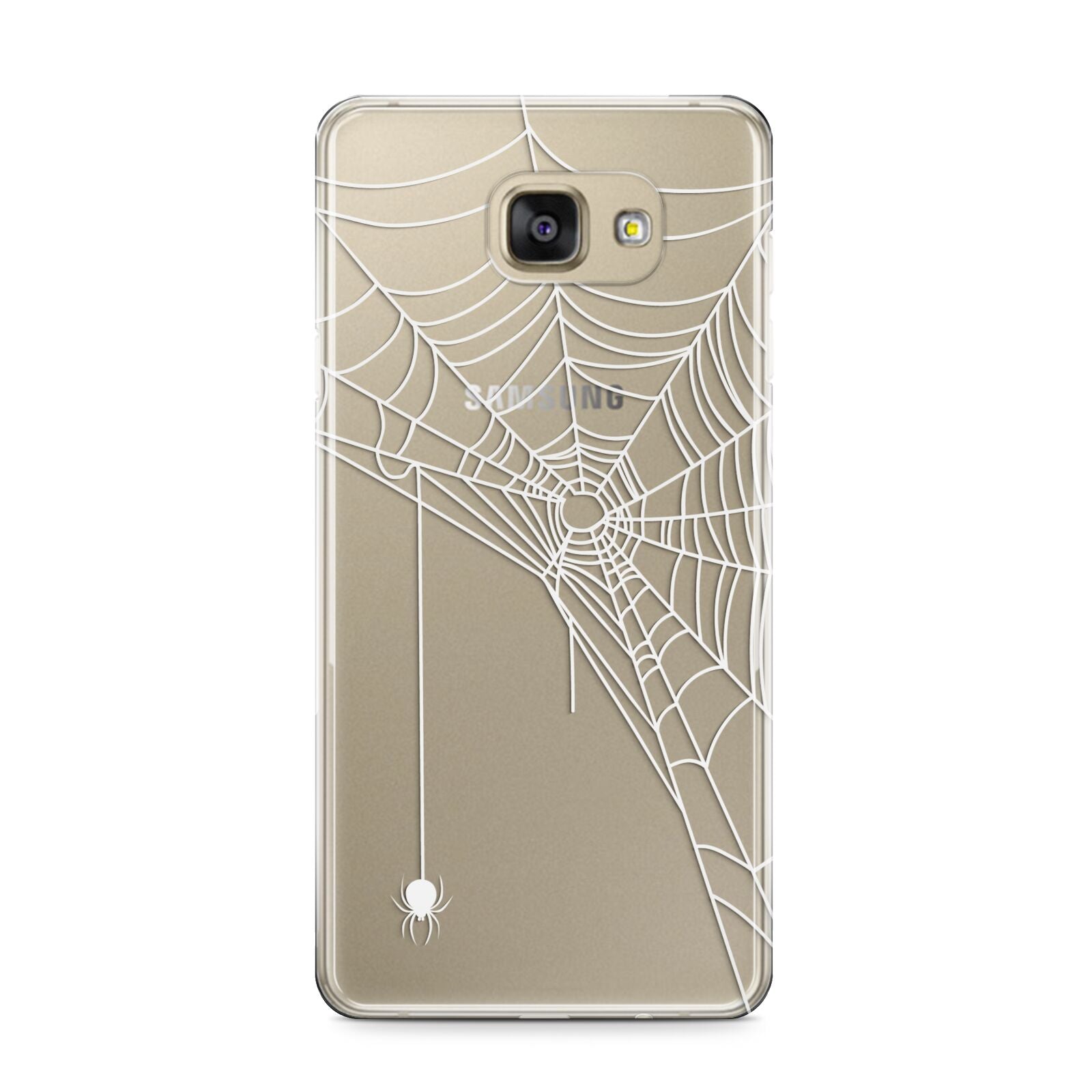 White Spiders Web with Transparent Background Samsung Galaxy A9 2016 Case on gold phone