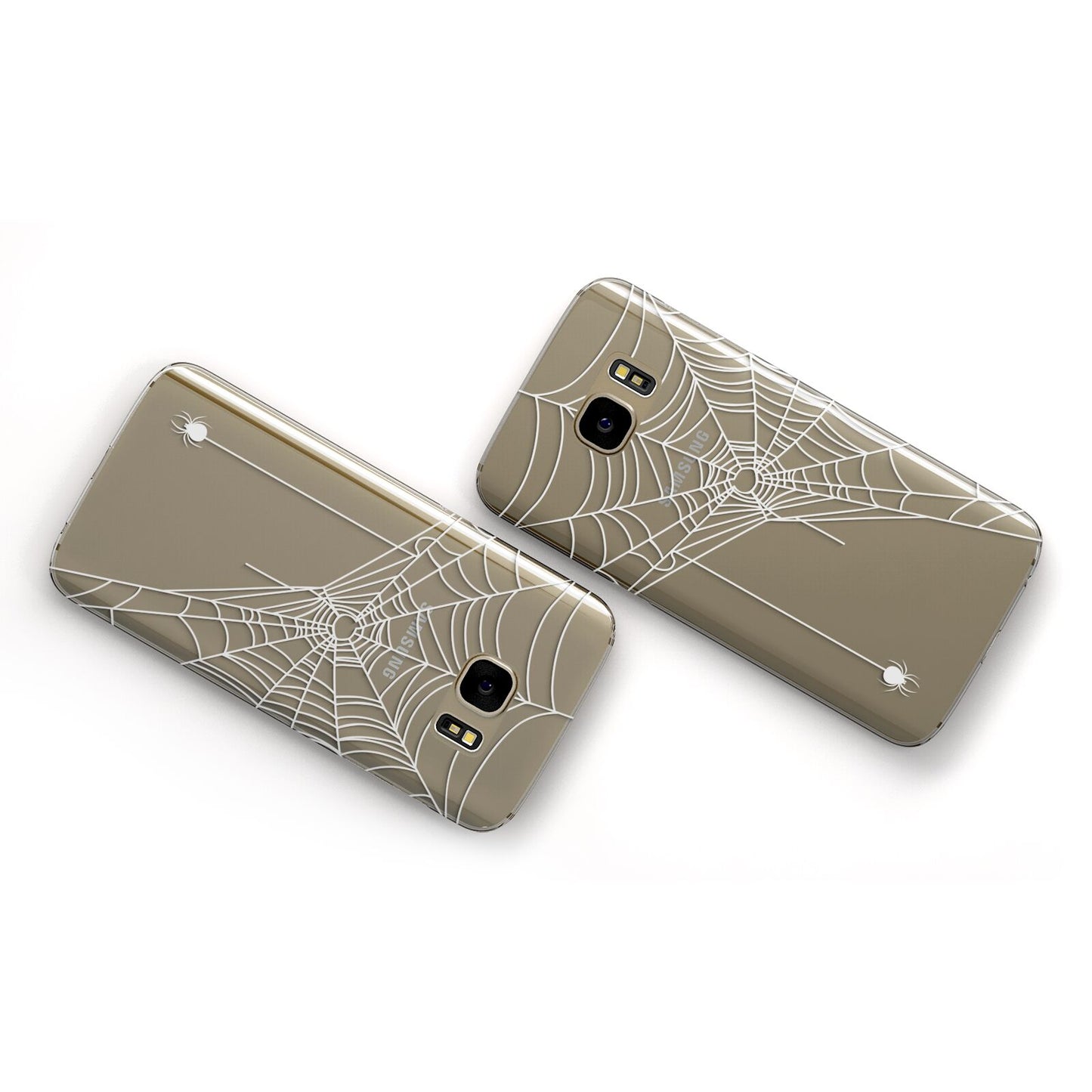 White Spiders Web with Transparent Background Samsung Galaxy Case Flat Overview