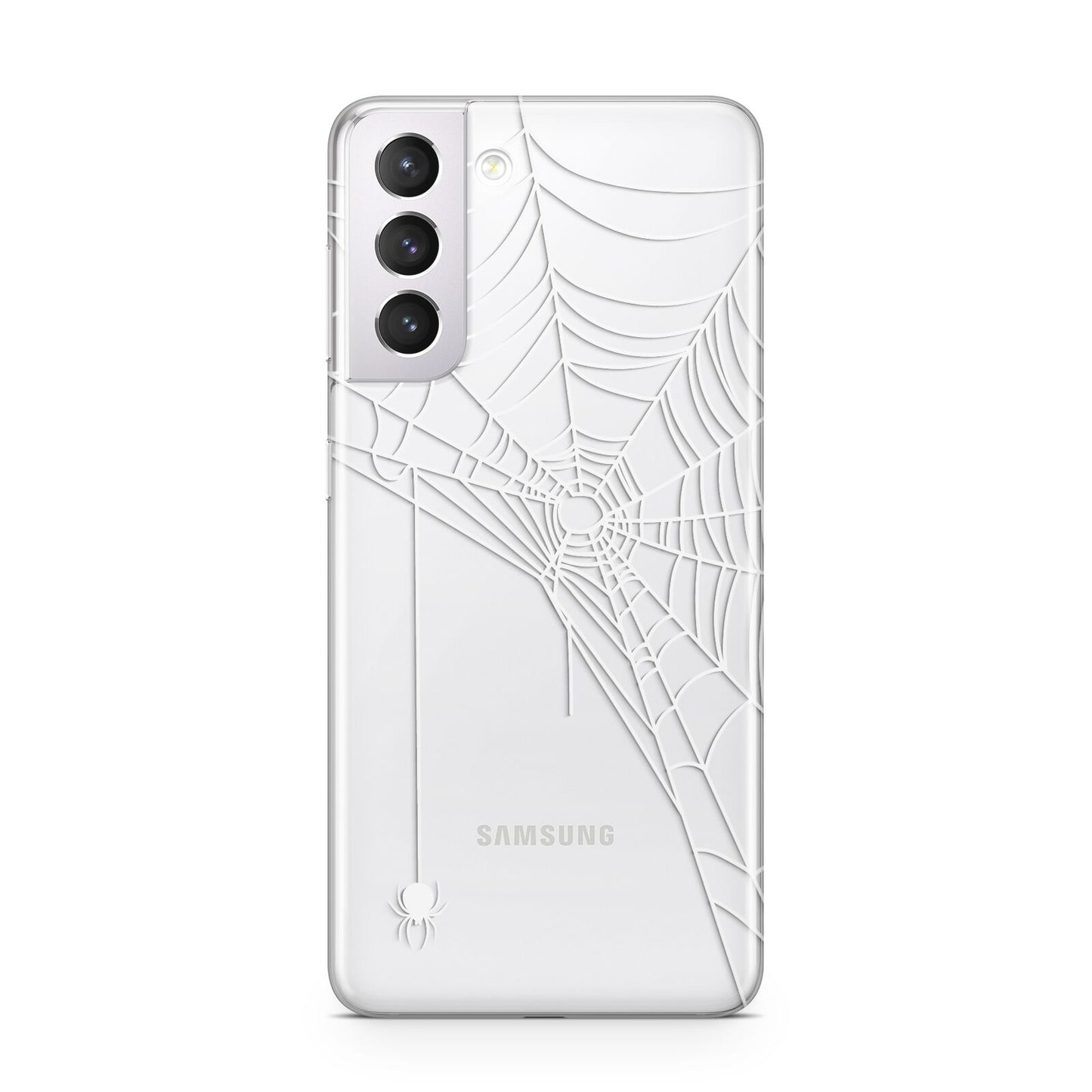 White Spiders Web with Transparent Background Samsung S21 Case