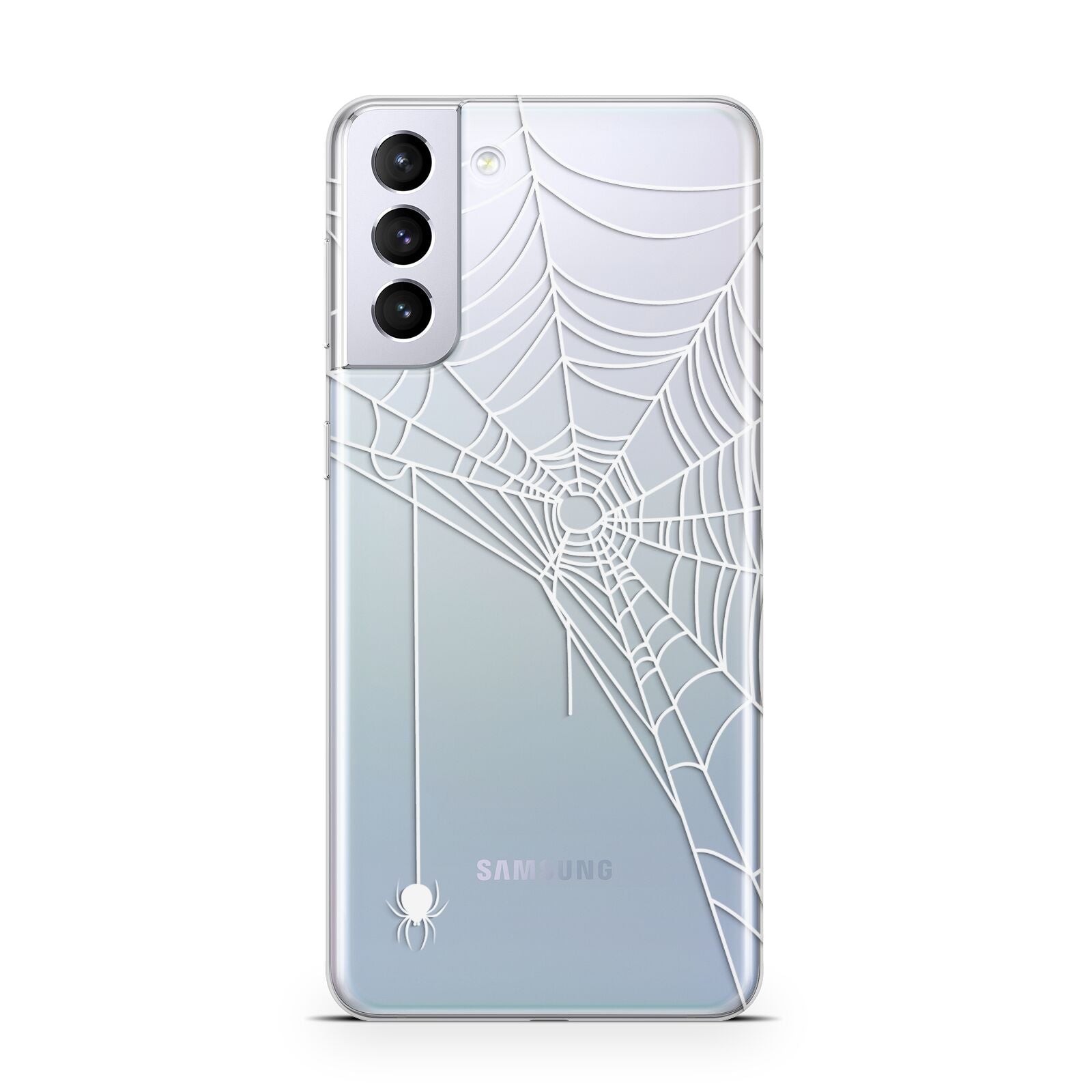 White Spiders Web with Transparent Background Samsung S21 Plus Case