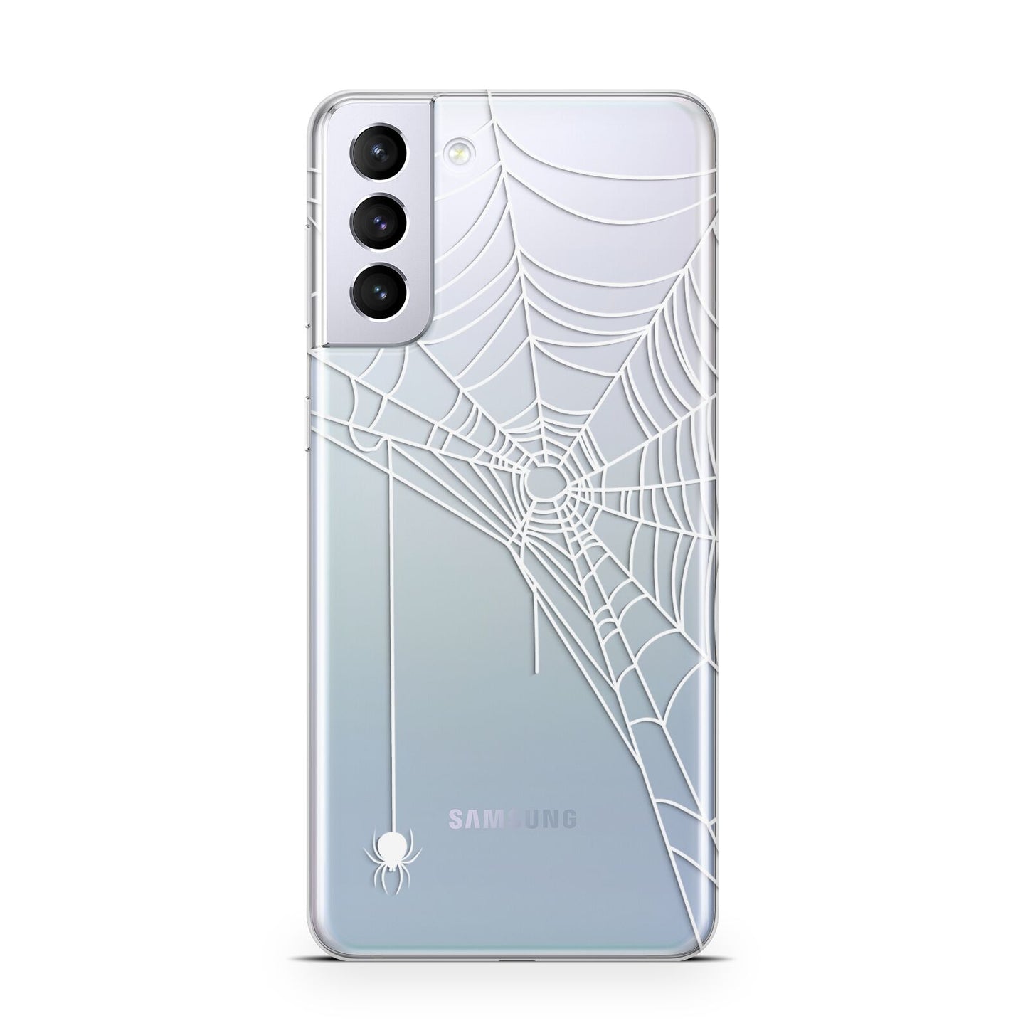 White Spiders Web with Transparent Background Samsung S21 Plus Phone Case