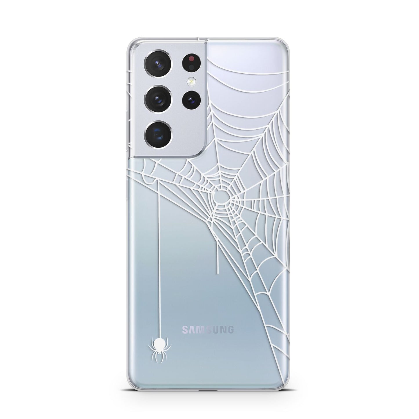 White Spiders Web with Transparent Background Samsung S21 Ultra Case