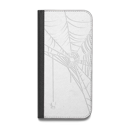 White Spiders Web with Transparent Background Vegan Leather Flip Samsung Case