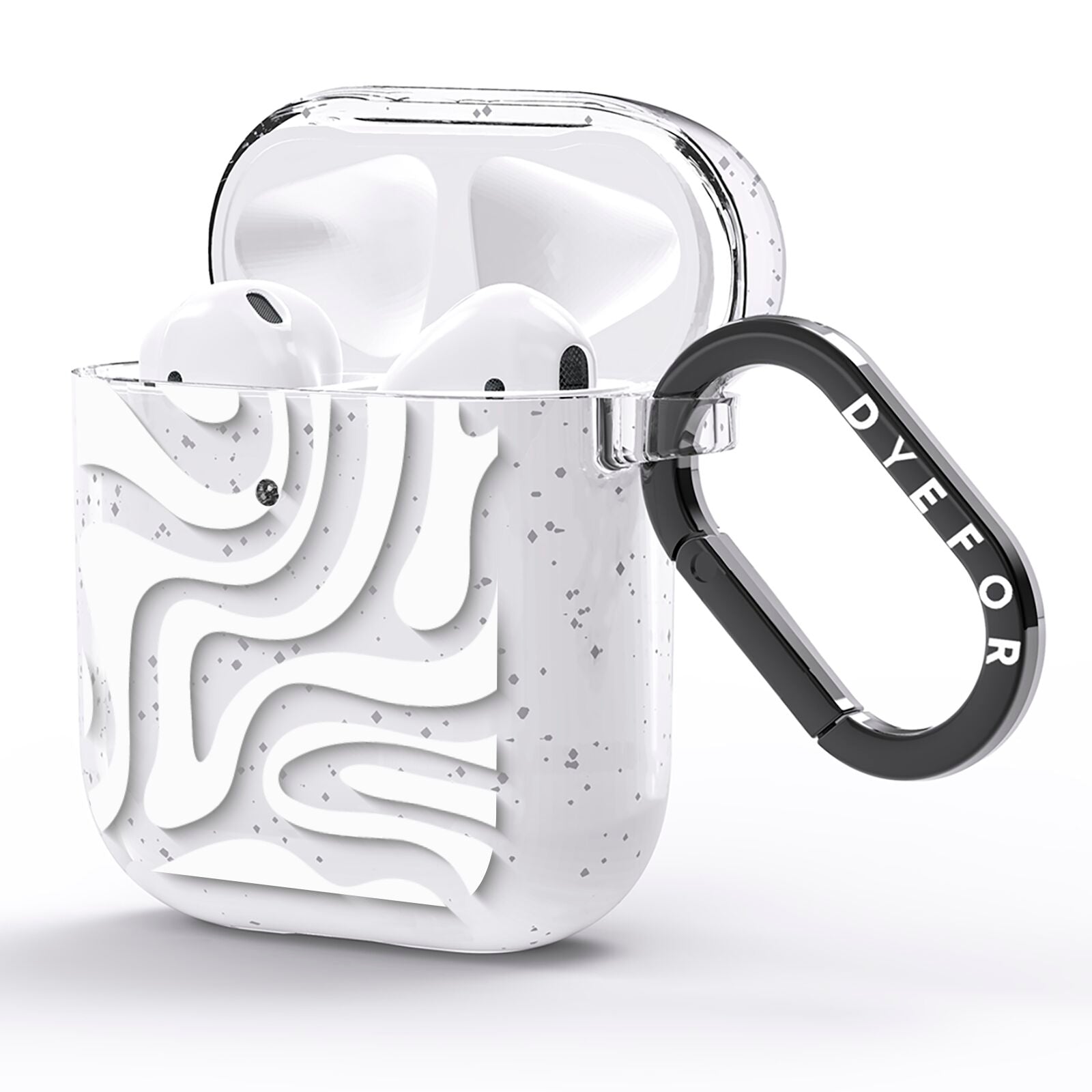 White Swirl AirPods Glitter Case Side Image